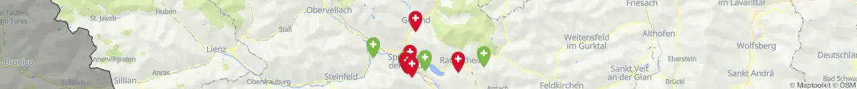 Kartenansicht für Apotheken-Notdienste in der Nähe von Krems in Kärnten (Spittal an der Drau, Kärnten)
